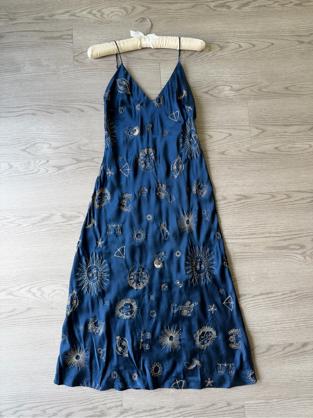 Realisation Par The 1996 Zodiac with Gold Celestial Embroidered Slip Dress